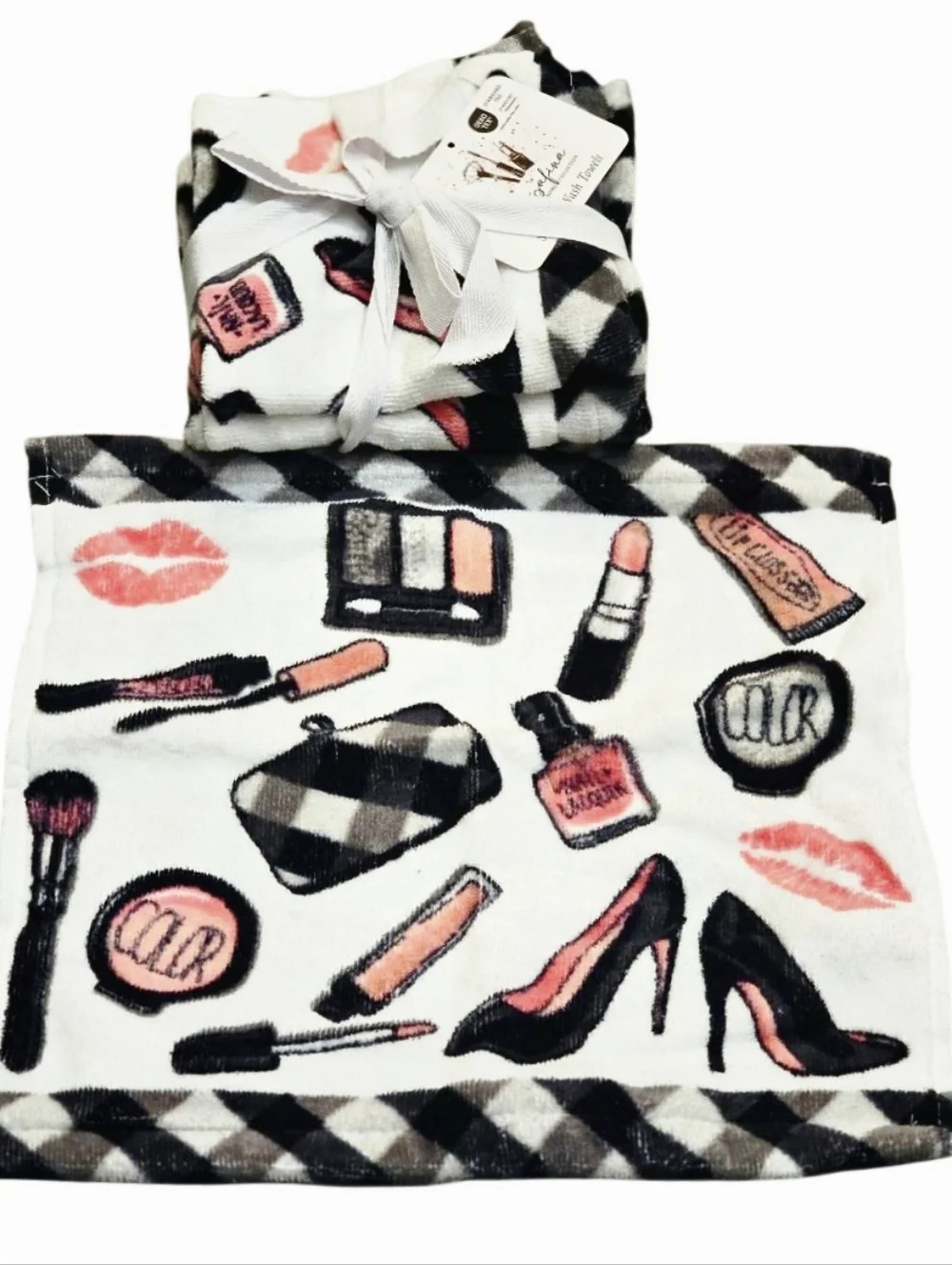 Kassafina Home Collections Set Of 4 Makeup & Fashion Print Wash Towels